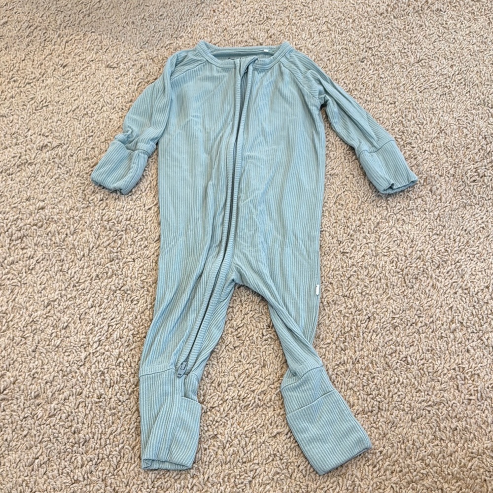 Ocean Blue Ribbed Zipped Romper